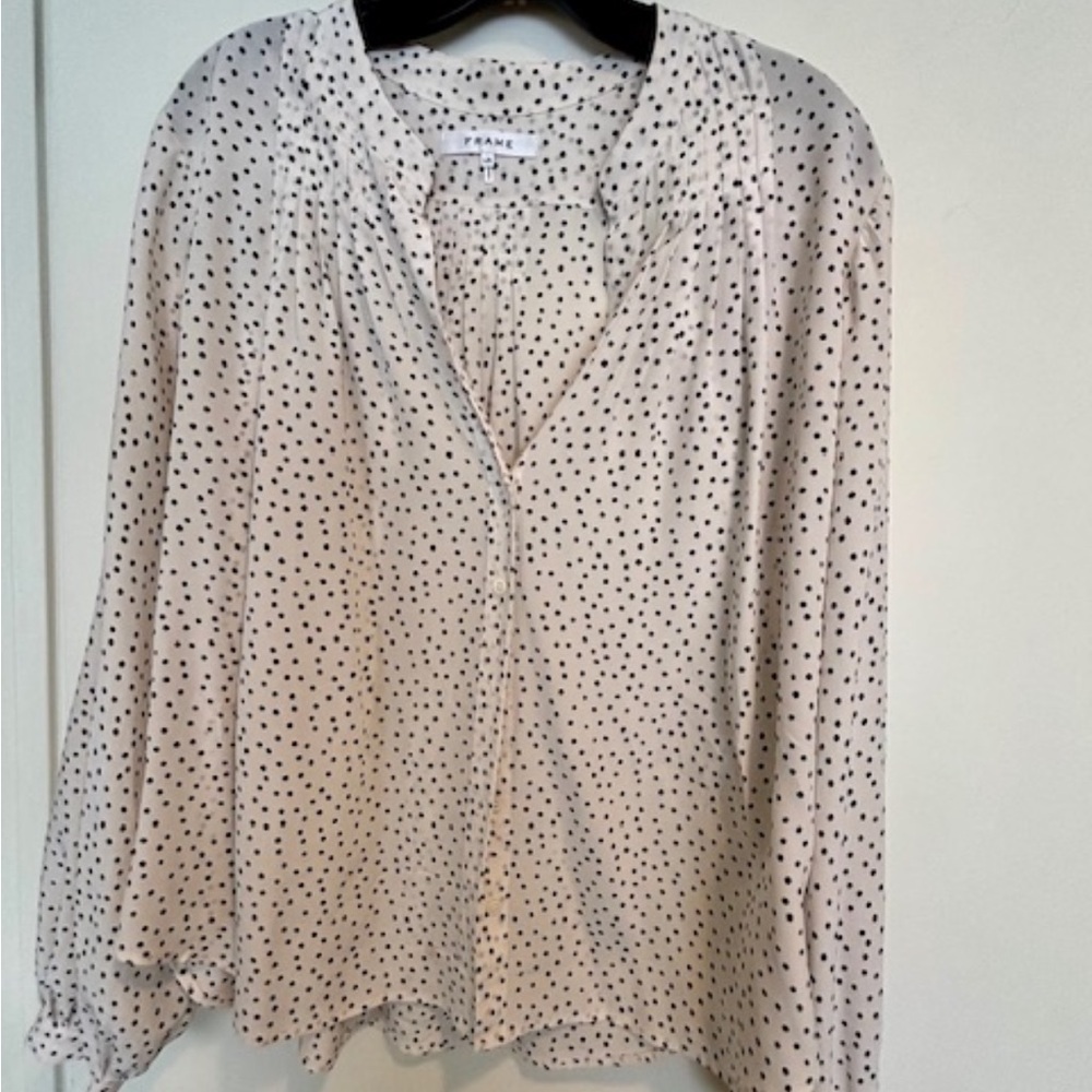 Frame Denim Women's Cream Polka Dot Blouse